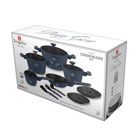  BH/8382, juego de utensilios de cocina de 15 piezas, azul mate, madera gris, juego de utensilios de cocina de 15 piezas, nuevo diseño de mango, juego de utensilios de cocina, ollas, juego de ollas, ollas y sartenes, juego de ollas y sartenes, juego, herramientas de cocina, cocina, utensilios de cocina, ollas y cazuelas