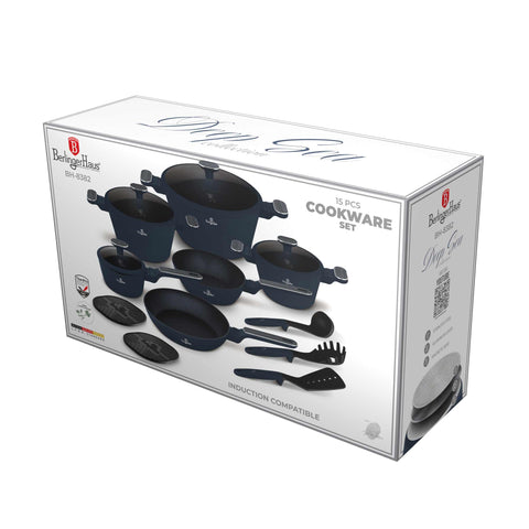  BH/8382, juego de utensilios de cocina de 15 piezas, azul mate, madera gris, juego de utensilios de cocina de 15 piezas, nuevo diseño de mango, juego de utensilios de cocina, ollas, juego de ollas, ollas y sartenes, juego de ollas y sartenes, juego, herramientas de cocina, cocina, utensilios de cocina, ollas y cazuelas