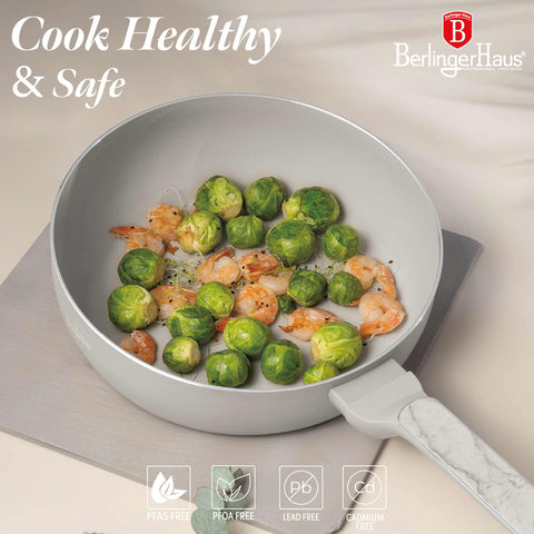  BH/8389, Sartén abatible de 26 cm, color crema mate, mármol, sartén abatible de 26 cm, nuevo diseño de mango, sartén, sartén abatible, sartén, utensilios de cocina, cocina