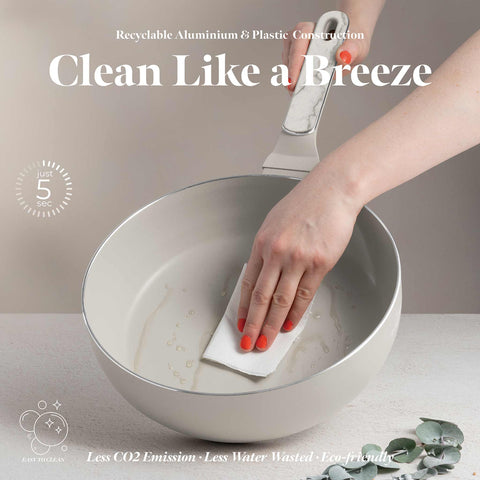  BH/8389, Sartén abatible de 26 cm, color crema mate, mármol, sartén abatible de 26 cm, nuevo diseño de mango, sartén, sartén abatible, sartén, utensilios de cocina, cocina