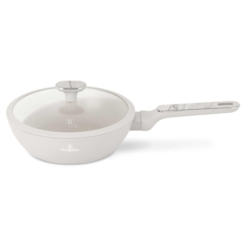  BH/8390, Sartén honda con tapa 24cm, Crema Mate, Mármol, Sartén honda 24 cm, Nuevo diseño de mango, Sartén, Sartén honda, Sartén honda con tapa, Sartén, Batería de cocina, Cocina, Sartenes