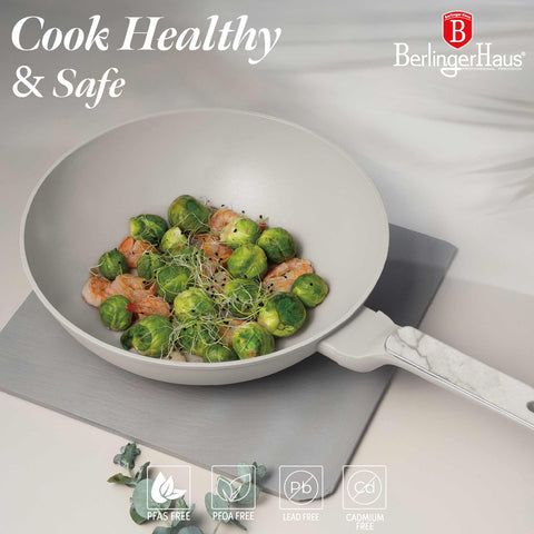  BH/8391, Wok 28cm, Crema Mate, Mármol, Wok de 28 cm, Nuevo diseño de mango, Wok, Batería de cocina, Cocina, Sartenes