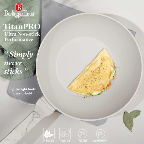  BH/8391, Wok 28cm, Crema Mate, Mármol, Wok de 28 cm, Nuevo diseño de mango, Wok, Batería de cocina, Cocina, Sartenes