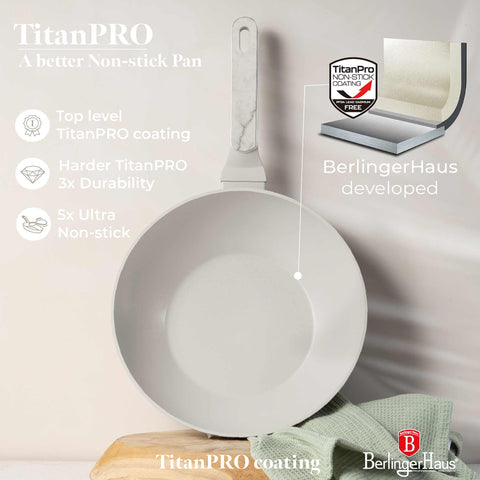  BH/8391, Wok 28cm, Crema Mate, Mármol, Wok de 28 cm, Nuevo diseño de mango, Wok, Batería de cocina, Cocina, Sartenes