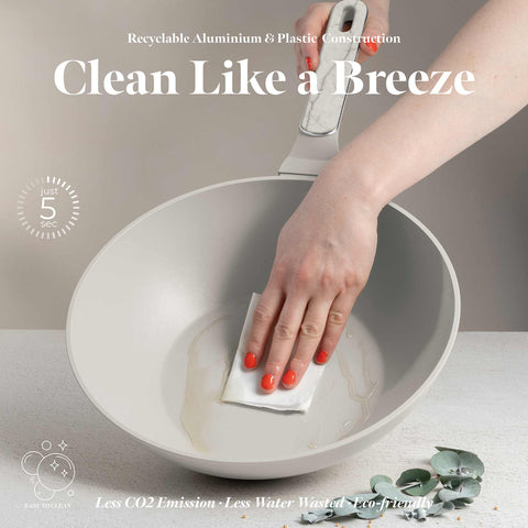  BH/8391, Wok 28cm, Crema Mate, Mármol, Wok de 28 cm, Nuevo diseño de mango, Wok, Batería de cocina, Cocina, Sartenes