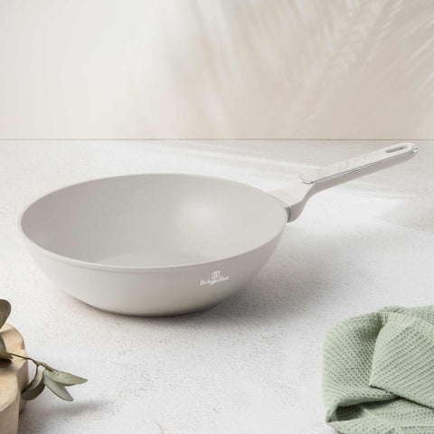  BH/8391, Wok 28cm, Crema Mate, Mármol, Wok de 28 cm, Nuevo diseño de mango, Wok, Batería de cocina, Cocina, Sartenes