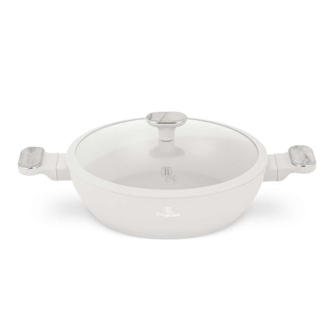  BH/8394, Olla baja con tapa de 28 cm, Crema mate, Mármol, Olla baja de 28 cm, Nuevo diseño de asa, Olla baja, Olla baja con tapa, Olla, Utensilios de cocina, Cocina, Ollas y cazuelas