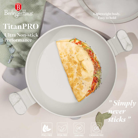  BH/8394, Olla baja con tapa de 28 cm, Crema mate, Mármol, Olla baja de 28 cm, Nuevo diseño de asa, Olla baja, Olla baja con tapa, Olla, Utensilios de cocina, Cocina, Ollas y cazuelas