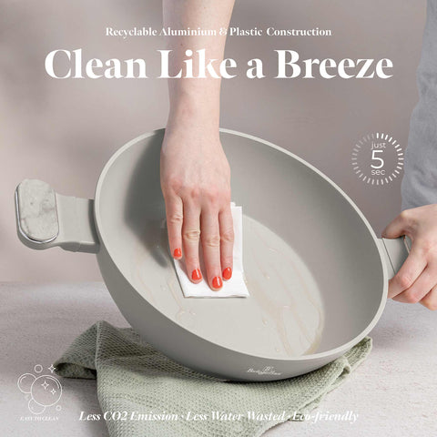  BH/8394, Olla baja con tapa de 28 cm, Crema mate, Mármol, Olla baja de 28 cm, Nuevo diseño de asa, Olla baja, Olla baja con tapa, Olla, Utensilios de cocina, Cocina, Ollas y cazuelas