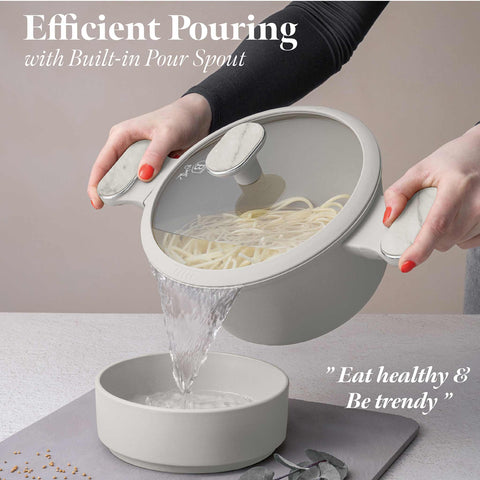  BH/8395, Cacerola con tapa 20cm, Crema Mate, Mármol, Cacerola de 20 cm, Nuevo diseño de mango, Cacerola, Olla, Cacerola con tapa, Batería de cocina, Cocina, Ollas y cazuelas