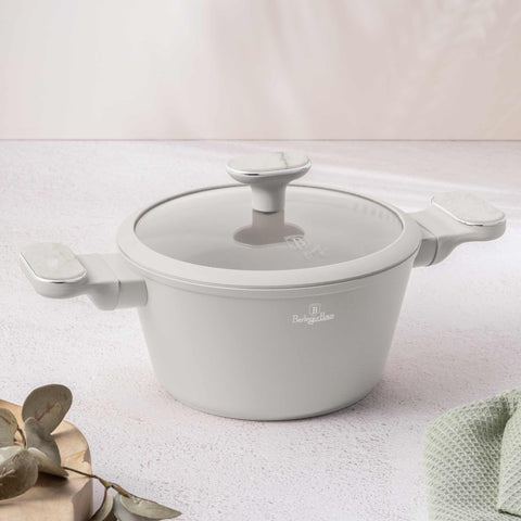  BH/8395, Cacerola con tapa 20cm, Crema Mate, Mármol, Cacerola de 20 cm, Nuevo diseño de mango, Cacerola, Olla, Cacerola con tapa, Batería de cocina, Cocina, Ollas y cazuelas