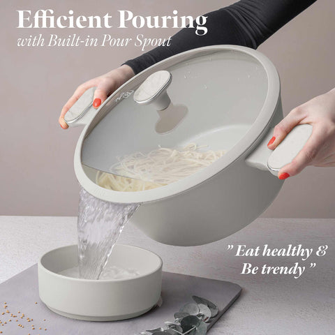  BH/8397, Cacerola con tapa 28cm, Crema Mate, Mármol, Cacerola de 28 cm, Nuevo diseño de mango, Cacerola, Olla, Cacerola con tapa, Batería de cocina, Cocina, Ollas y cazuelas