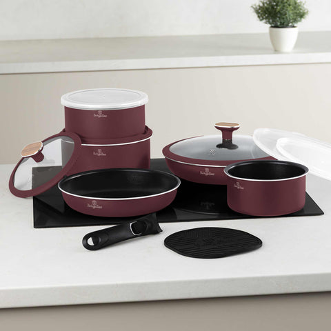 BH/8418, juego de utensilios de cocina de 13 piezas, burdeos mate, madera, juego de utensilios de cocina de 13 piezas a., nuevo diseño de mango, mango de clic, utensilios de cocina inteligentes, juego de utensilios de cocina, ollas y sartenes, juego de ollas y sartenes, juego, clic, cocina, utensilios de cocina, ollas y cacerolas