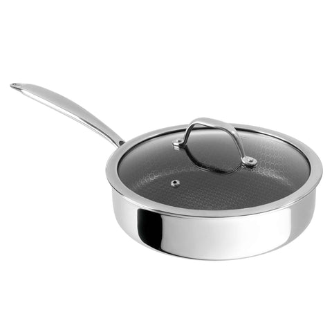 Product image of Deep frypan with lid 24cm. Part of the Eternal Collection . Features: • Material: stainless steel with laser-cut surface • Size: 24*6,5 cm 2,5L REGISTERED DESIGN BY BERLINGER HAUS!. (Studio view). Official Berlinger Haus product, boosted by Promintra sl.