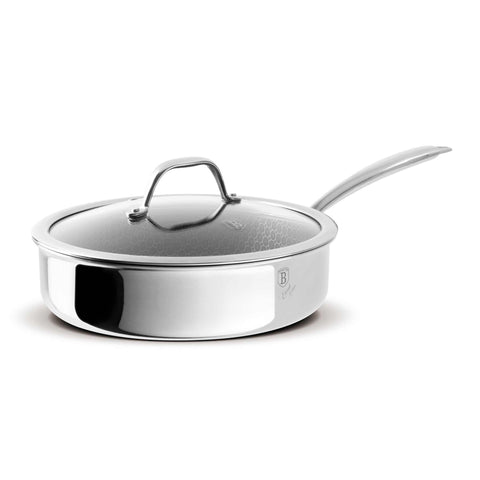 Product image of Deep frypan with lid 24cm. Part of the Eternal Collection . Features: • Material: stainless steel with laser-cut surface • Size: 24*6,5 cm 2,5L REGISTERED DESIGN BY BERLINGER HAUS!. (Studio view). Official Berlinger Haus product, boosted by Promintra sl.