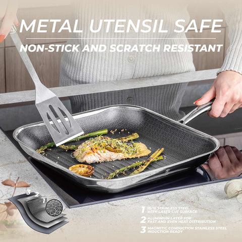 BH/8513N,BH/7430,BH/8513,Sartén grill 28cm,Acero inoxidable,Sartén grill 28 cm,Sartén,Sartén grill,Utensilios de cocina,Cocinar,Sartenes