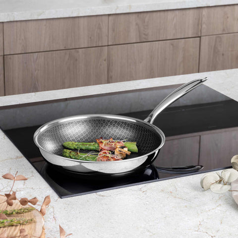 Product image of 2pcs frypan set. Part of the Eternal Collection . Features: • Material: stainless steel with laser-cut surface • Include: • Frypan Ø24*5 cm 1,7L • Frypan Ø28*5,5 cm 2,4L REGISTERED DESIGN BY BERLINGER HAUS!. (Studio view). Official Berlinger Haus product, boosted by Promintra sl.