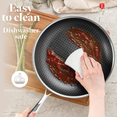 Product image of 2pcs frypan set. Part of the Eternal Collection . Features: • Material: stainless steel with laser-cut surface • Include: • Frypan Ø24*5 cm 1,7L • Frypan Ø28*5,5 cm 2,4L REGISTERED DESIGN BY BERLINGER HAUS!. (Studio view). Official Berlinger Haus product, boosted by Promintra sl.