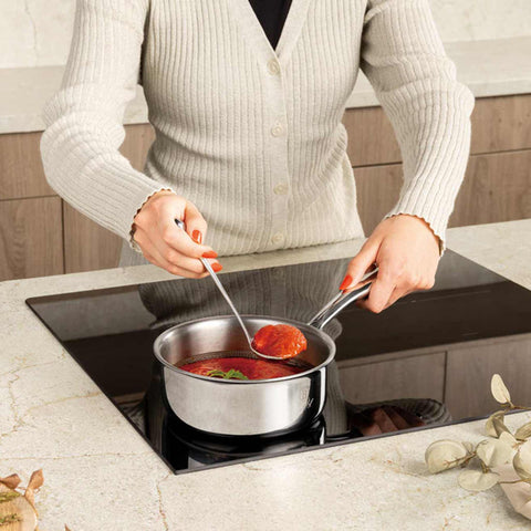 Product image of Sauce pan 16cm. Part of the Eternal Collection . Features: • Material: stainless steel with laser-cut surface • Size: 16*7 cm 1,1L REGISTERED DESIGN BY BERLINGER HAUS!. (Studio view). Official Berlinger Haus product, boosted by Promintra sl.