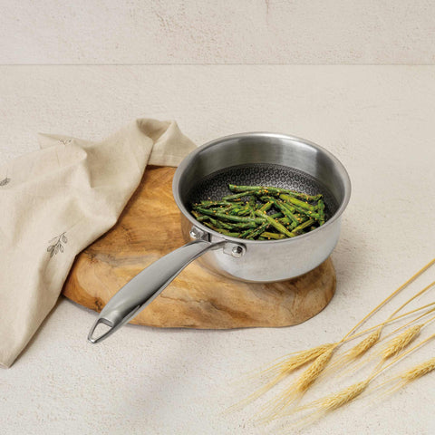 Product image of Sauce pan 16cm. Part of the Eternal Collection . Features: • Material: stainless steel with laser-cut surface • Size: 16*7 cm 1,1L REGISTERED DESIGN BY BERLINGER HAUS!. (Studio view). Official Berlinger Haus product, boosted by Promintra sl.
