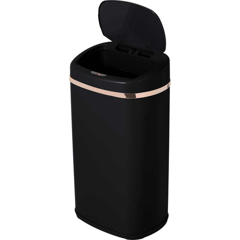  BH/8542, Cubo de basura con sensor de 58 l, negro, oro rosa, cubo de basura con sensor, eléctrico/batería, cubo de basura, contenedor de polvo, utensilios de cocina