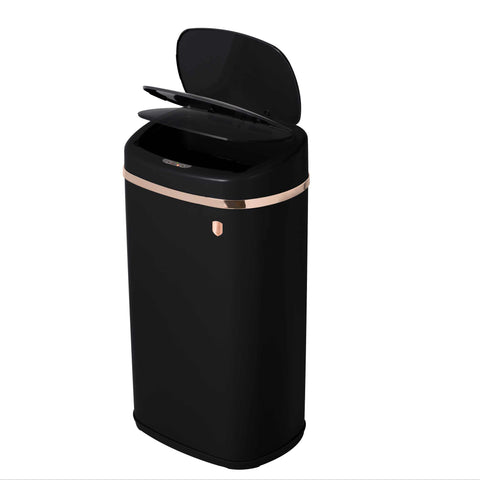  BH/8542, Cubo de basura con sensor de 58 l, negro, oro rosa, cubo de basura con sensor, eléctrico/batería, cubo de basura, contenedor de polvo, utensilios de cocina