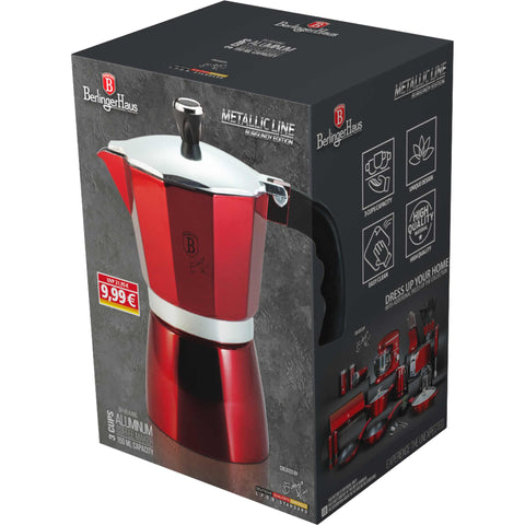  BH/8544, BH/8544NO-18, BH/6387, Cafetera de 3 tazas, color burdeos, roja, cafetera, cafetera moka, moka express, electrodomésticos de cocina