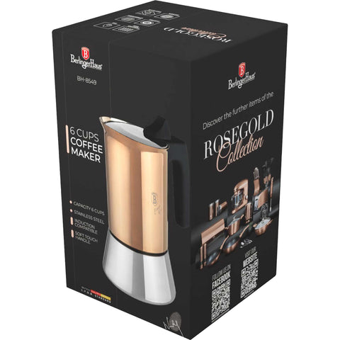  BH/8549, Cafetera de 6 tazas APTA PARA INDUCCIÓN, Oro rosa, Cafetera, Cafetera de acero inoxidable, Cafetera moka, Moka Express, Electrodomésticos de cocina