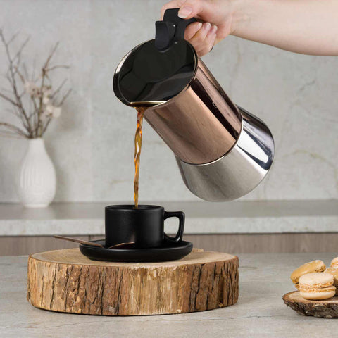  BH/8550, Cafetera de 9 tazas APTA PARA INDUCCIÓN, Oro rosa, Cafetera, Cafetera de acero inoxidable, Cafetera moka, Moka Express, Electrodomésticos de cocina