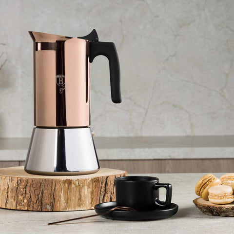  BH/8550, Cafetera de 9 tazas APTA PARA INDUCCIÓN, Oro rosa, Cafetera, Cafetera de acero inoxidable, Cafetera moka, Moka Express, Electrodomésticos de cocina