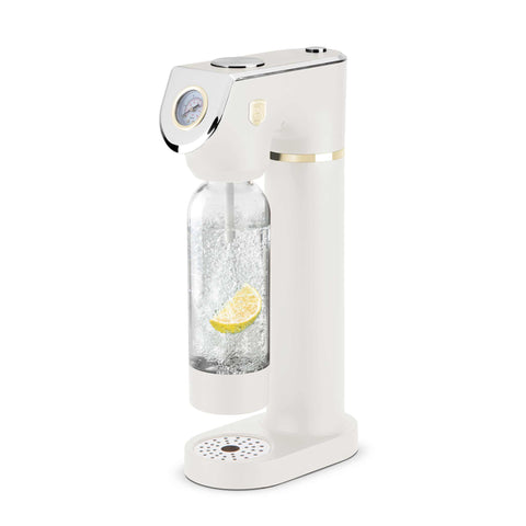 Product image of Soda maker with 2bottles and barometer universal CO2cylinders size. Part of the Sahara Collection . Features: • Material: stainless steel, pp • Size: 43,5*22*12 cm • 2 pcs pp bottle with cup: 1,0L and 0,5L • Universal, standard CO2 cylinders size (not inclu.... (Studio view). Official Berlinger Haus product, boosted by Promintra sl.