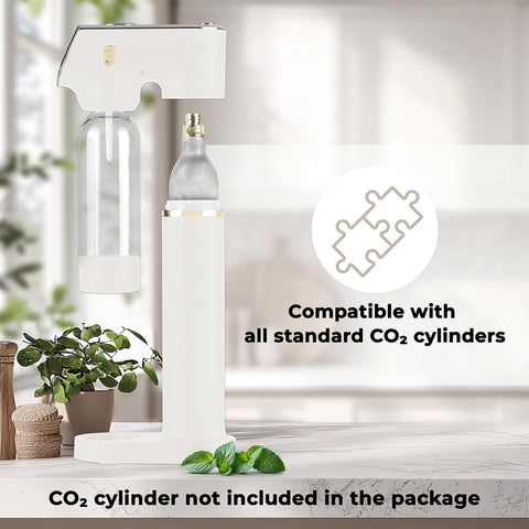 Product image of Soda maker with 2bottles and barometer universal CO2cylinders size. Part of the Sahara Collection . Features: • Material: stainless steel, pp • Size: 43,5*22*12 cm • 2 pcs pp bottle with cup: 1,0L and 0,5L • Universal, standard CO2 cylinders size (not inclu.... (Studio view). Official Berlinger Haus product, boosted by Promintra sl.