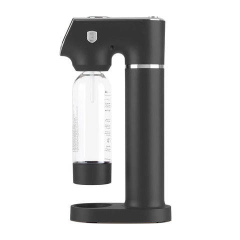 Product image of Soda maker with 2bottles and barometer universal CO2cylinders size. Part of the Anthracite Collection . Features: • Material: stainless steel, pp • Size: 43,5*22*12 cm • 2 pcs pp bottle with cup: 1,0L and 0,5L • Universal, standard CO2 cylinders size (not inclu.... (Studio view). Official Berlinger Haus product, boosted by Promintra sl.