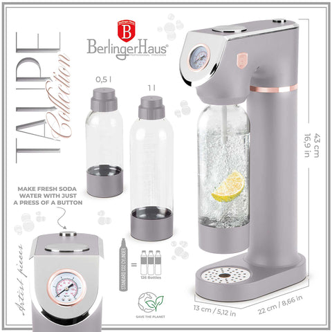 máquina para hacer refrescos, sodabar, agua con gas, agua con gas, máquina para hacer refrescos, gris topo mate, NUEVO, BH/8558