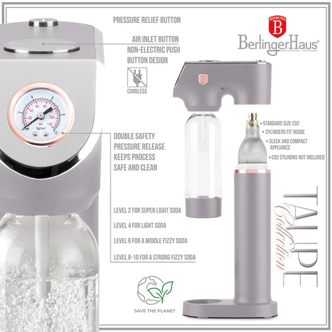 máquina para hacer refrescos, sodabar, agua con gas, agua con gas, máquina para hacer refrescos, gris topo mate, NUEVO, BH/8558