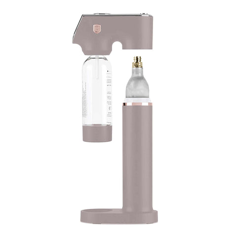 Product image of Soda maker with 2bottles and barometer universal CO2cylinders size. Part of the Taupe Collection . Features: • Material: stainless steel, pp • Size: 43,5*22*12 cm • 2 pcs pp bottle with cup: 1,0L and 0,5L • Universal, standard CO2 cylinders size (not inclu.... (Studio view). Official Berlinger Haus product, boosted by Promintra sl.