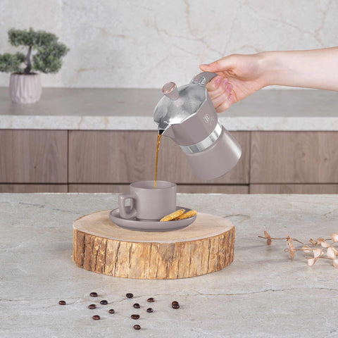  BH/8568, Cafetera de 3 tazas, color topo mate, cafetera, cafetera moka, moka express, electrodomésticos de cocina