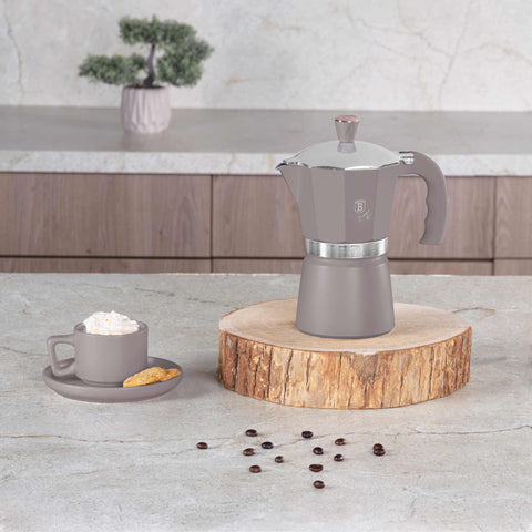 BH/8569N, Cafetera de 6 tazas, color topo mate, cafetera, cafetera moka, moka express, electrodomésticos de cocina