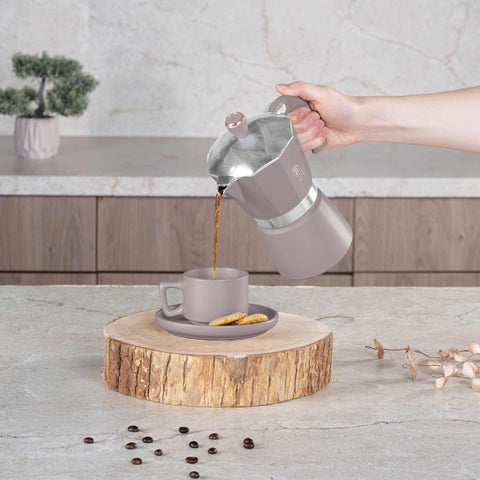 BH/8569N, Cafetera de 6 tazas, color topo mate, cafetera, cafetera moka, moka express, electrodomésticos de cocina