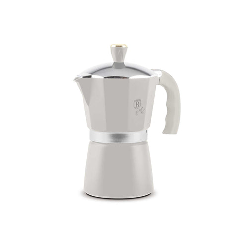 Product image of Coffee maker 3cups. Part of the Sahara Collection . Features: • Material: aluminum • Capacity: 3 cups, 150 ml • Color: matt cream. (Studio view). Official Berlinger Haus product, boosted by Promintra sl.