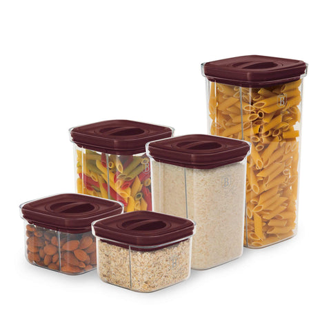  BH/8574, juego de 5 botes, Burdeos, juego de botes b., juego de botes, botes de cocina, contenedores de almacenamiento, almacenamiento de alimentos, bote