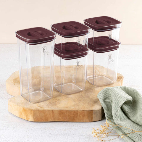  BH/8574, juego de 5 botes, Burdeos, juego de botes b., juego de botes, botes de cocina, contenedores de almacenamiento, almacenamiento de alimentos, bote