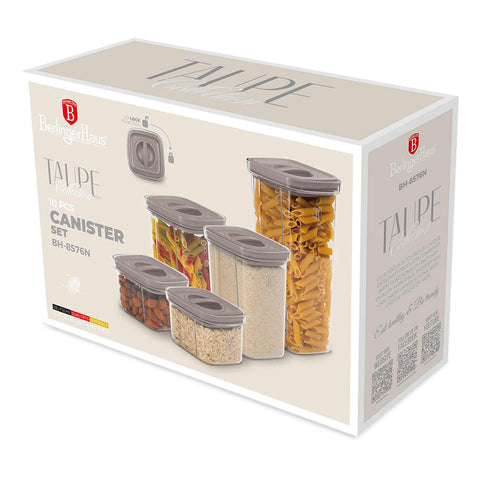 BH/8576N, conjunto de 5 potes, cor taupe, conjunto de potes b., conjunto de potes, potes de cozinha, recipientes de armazenamento