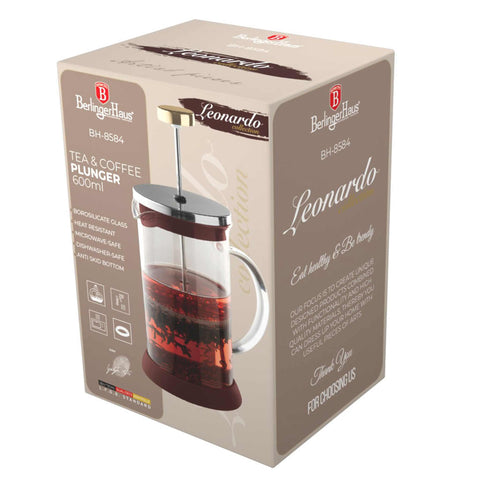 BH/8584, Cafetera de émbolo para café y té de 600 ml, Burdeos mate, cafetera de émbolo para café y té, cafetera de émbolo para café y té, prensa francesa, electrodomésticos de cocina, cafetera