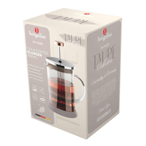  BH/8589, Cafetera de émbolo para café y té de 800 ml, color topo mate, cafetera de émbolo para café y té, cafetera de émbolo para café y té, prensa francesa, electrodomésticos de cocina, cafetera