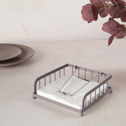 Product image of Napkin holder. Part of the Taupe Collection . Features: • Material: iron • Size: 18,5*18,5*6,2 cm • Color: matt taupe. (Conceptual view). Official Berlinger Haus product, boosted by Promintra sl.