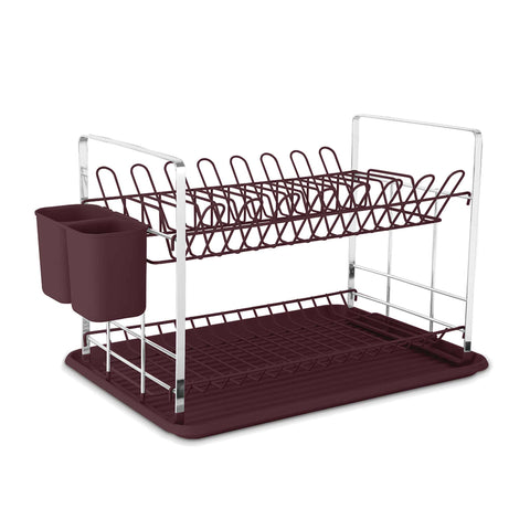 Product image of Dish rack. Part of the Leonardo Collection . Features: • Material: plastic, iron • Size: 48*32*29 cm • Color: matt bordeaux. (Studio view). Official Berlinger Haus product, boosted by Promintra sl.