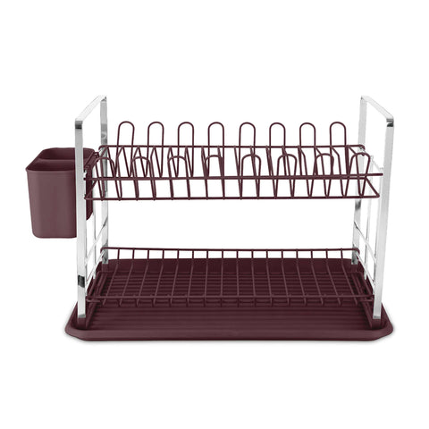 Product image of Dish rack. Part of the Leonardo Collection . Features: • Material: plastic, iron • Size: 48*32*29 cm • Color: matt bordeaux. (Studio view). Official Berlinger Haus product, boosted by Promintra sl.