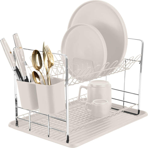 Product image of Dish rack. Part of the Sahara Collection . Features: • Material: plastic, iron • Size: 48*32*29 cm • Color: matt cream. (Conceptual view). Official Berlinger Haus product, boosted by Promintra sl.