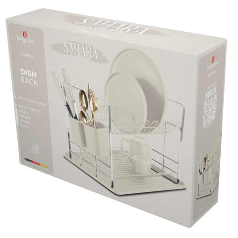 Product image of Dish rack. Part of the Sahara Collection . Features: • Material: plastic, iron • Size: 48*32*29 cm • Color: matt cream. (Conceptual view). Official Berlinger Haus product, boosted by Promintra sl.